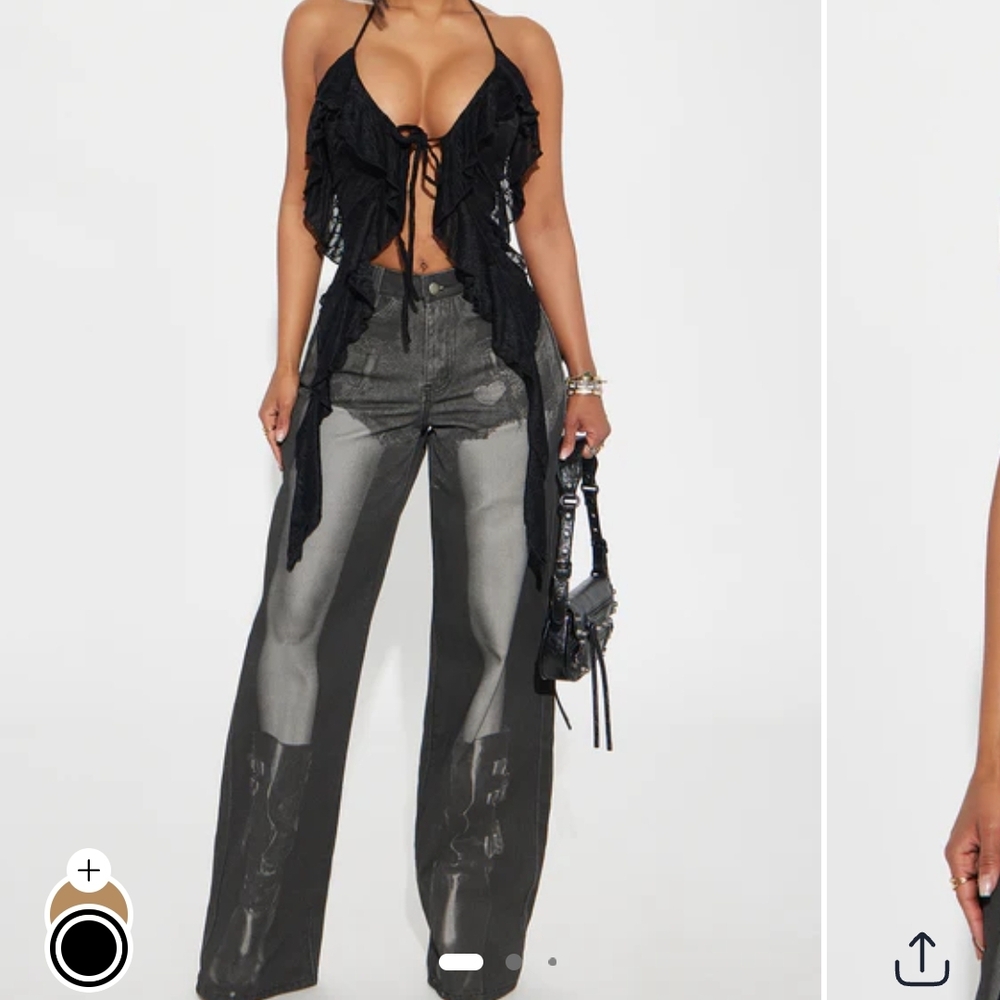 Fashion Nova Black Lace Halter Set